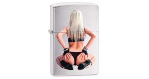 Зажигалка ZIPPO Девушка в бикини, с покрытием Brushed Chrome, латунь/сталь, серебристая, 36x12x56 мм